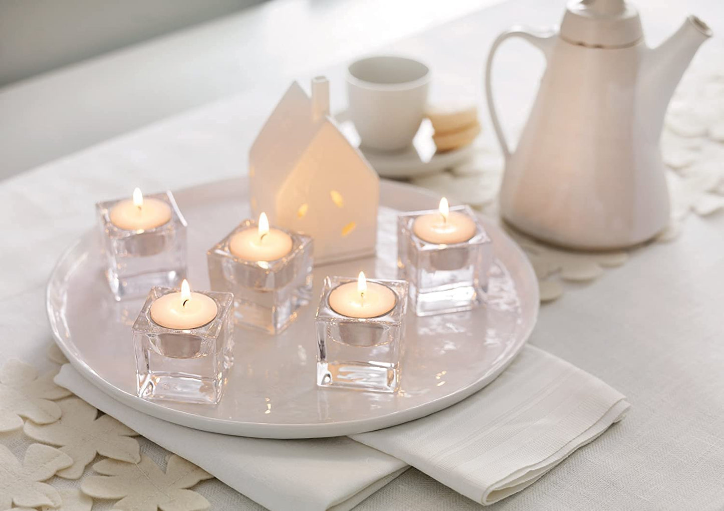 4 Hour Tealights (Pack of 100), 4 Hour Smokeless Burn Time, Unscented Wax Candles, 40 Mm Dia - Ideal for Decorative Purposes, Food Warmers - Weddings, Parties, Spa, Home Use, P950