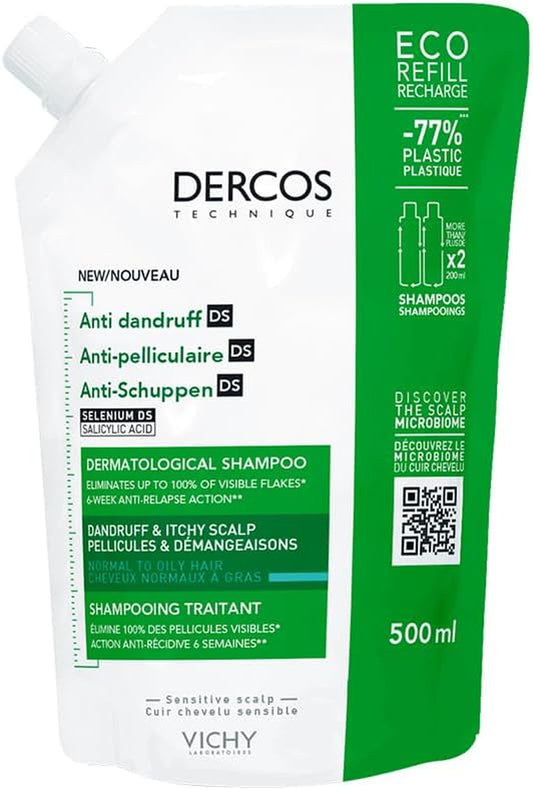 Dercos Anti-Dandruff Treatment Shampoo for Normal to Oily Hair Refill 500Ml