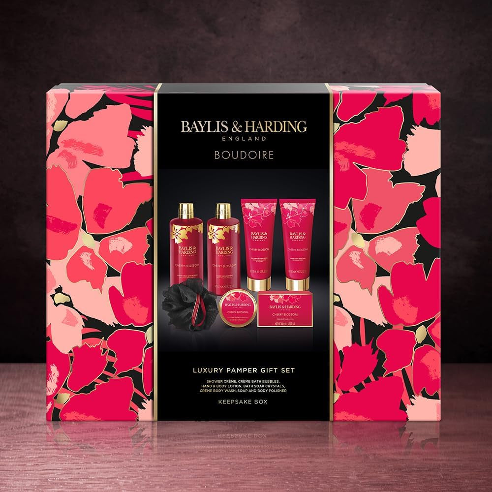 Boudiore Cherry Blossom Luxury Keepsake Bathing Treat Box Gift Set (Pack of 1) - Vegan Friendly