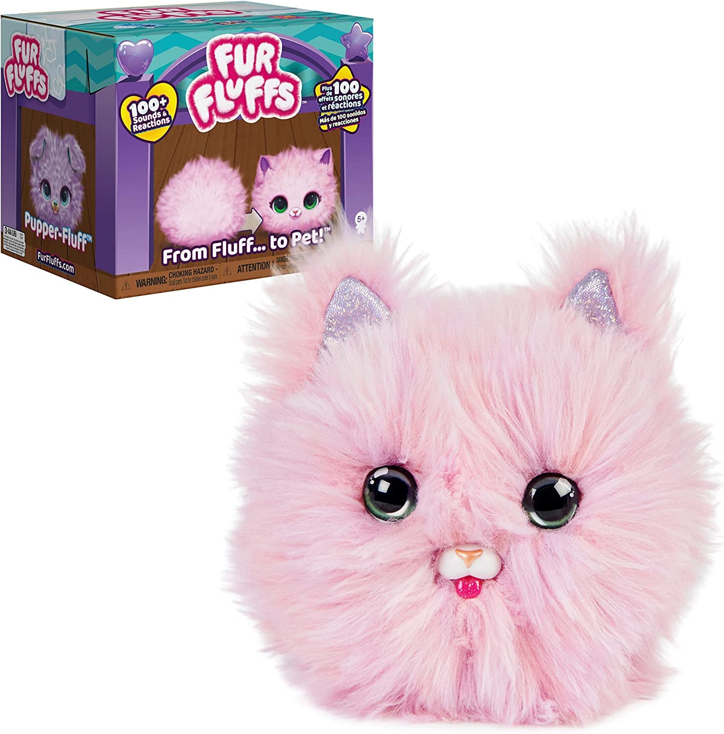 , Purr ‘N Fluff Surprise Reveal Interactive Toy Pet, over 100 Sounds and Reactions Cute and Fluffy Cat Kids Toys for Girls & Boys Ages 5+