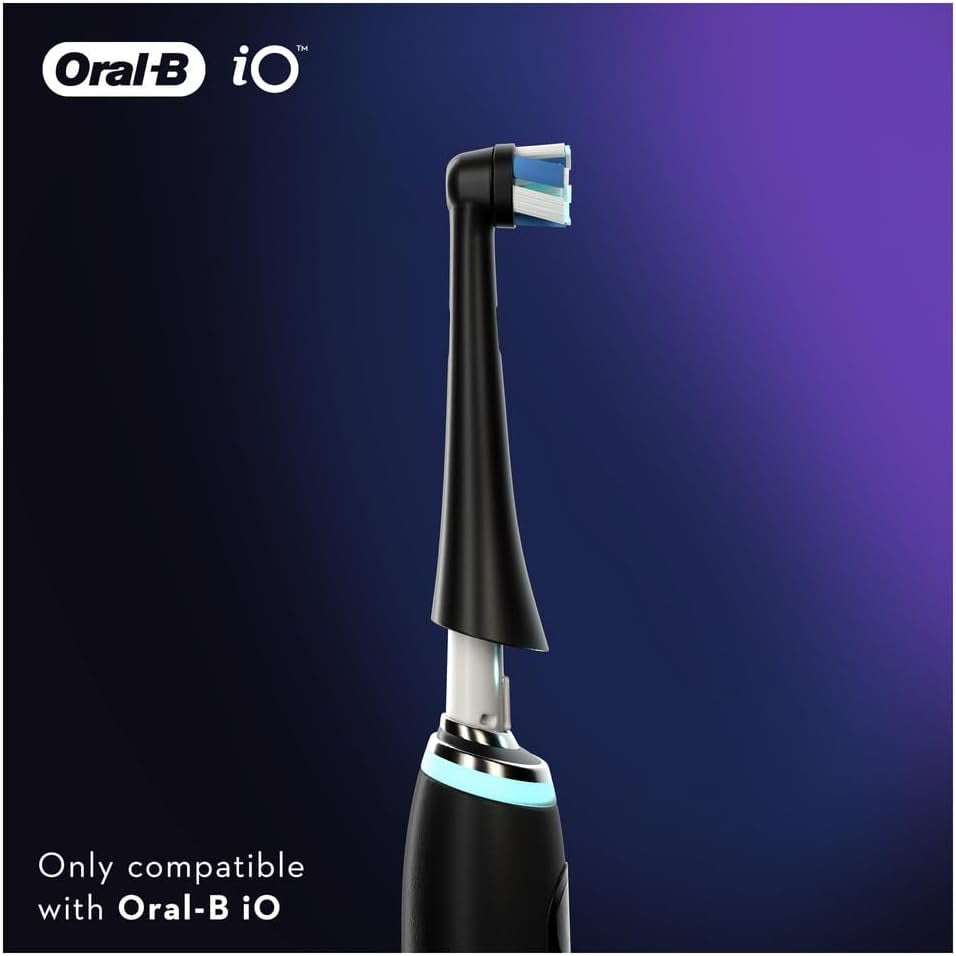 Io Ultimate Clean Electric Toothbrush Head, Twisted & Angled Bristles for Deeper Plaque Removal, Pack of 4 Toothbrush Heads, Black