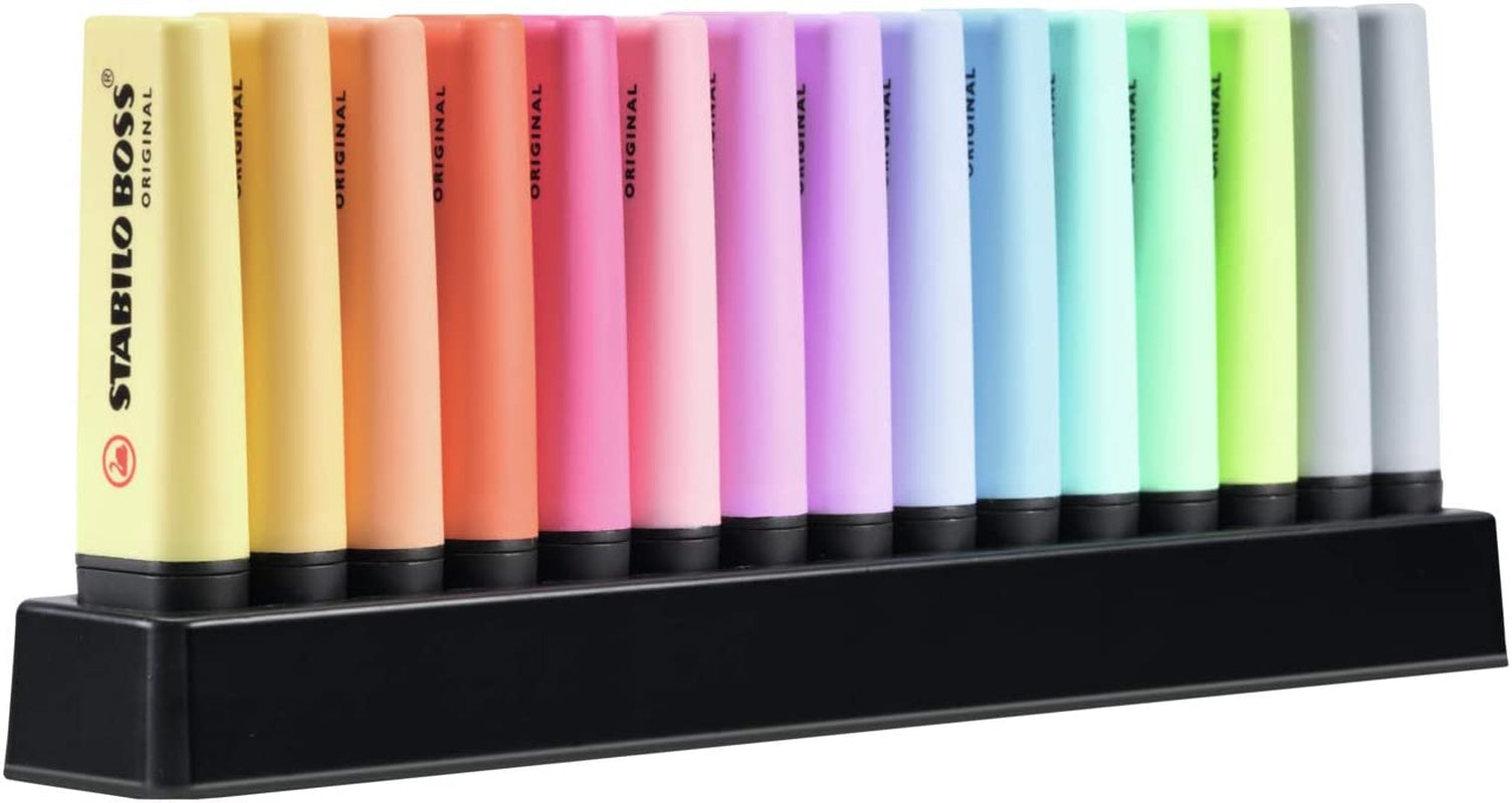 Highlighter -  BOSS ORIGINAL Pastel - Deskset of 15 - Assorted Colours