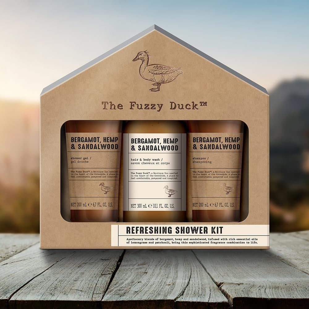 the Fuzzy Duck Bergamot, Hemp & Sandalwood Men'S Luxury Trio Grooming Gift Set (Pack of 1) - Vegan Friendly