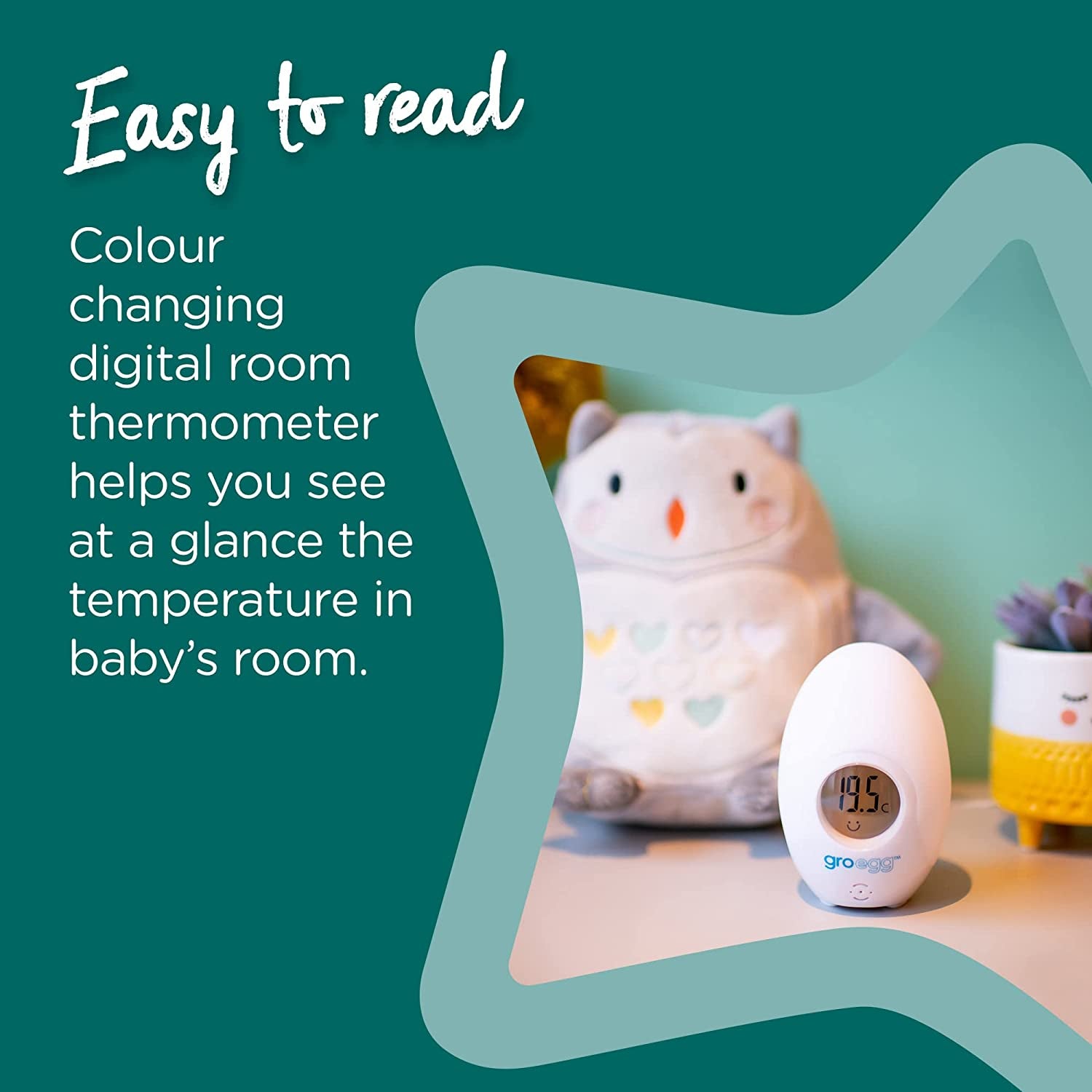 Groegg Digital Colour Changing Room Thermometer and Night Light