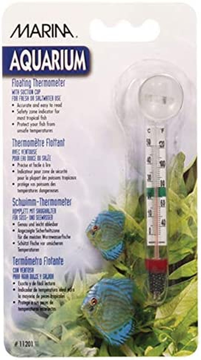 Aquarium Floating Glass Thermometer with Sucker, Transparent