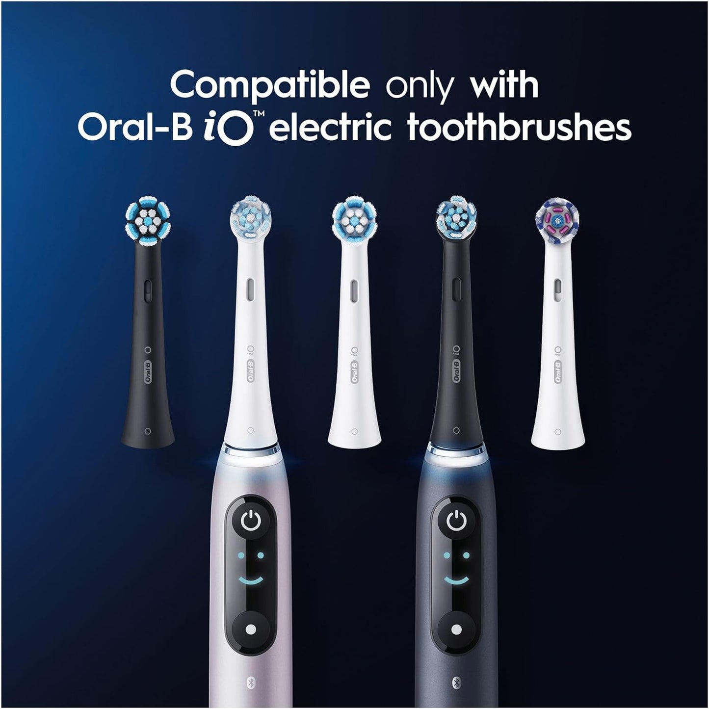 Io Ultimate Clean Electric Toothbrush Head, Twisted & Angled Bristles for Deeper Plaque Removal, Pack of 6 Toothbrush Heads, Suitable for Mailbox, Black