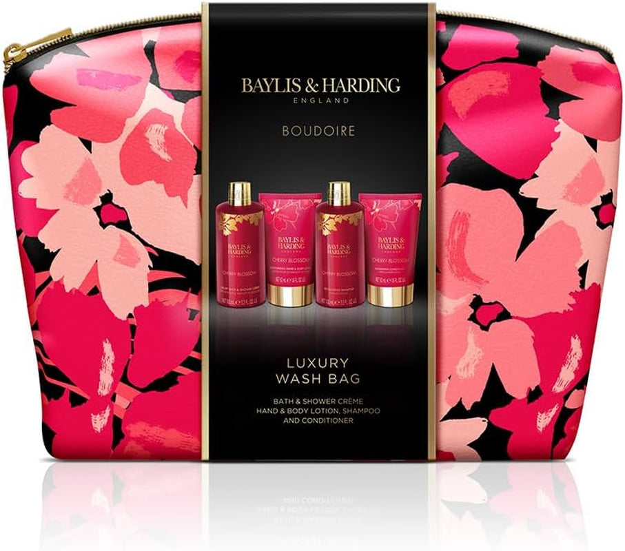 Boudiore Cherry Blossom Luxury Wash Bag Gift Set (Pack of 1) - Vegan Friendly