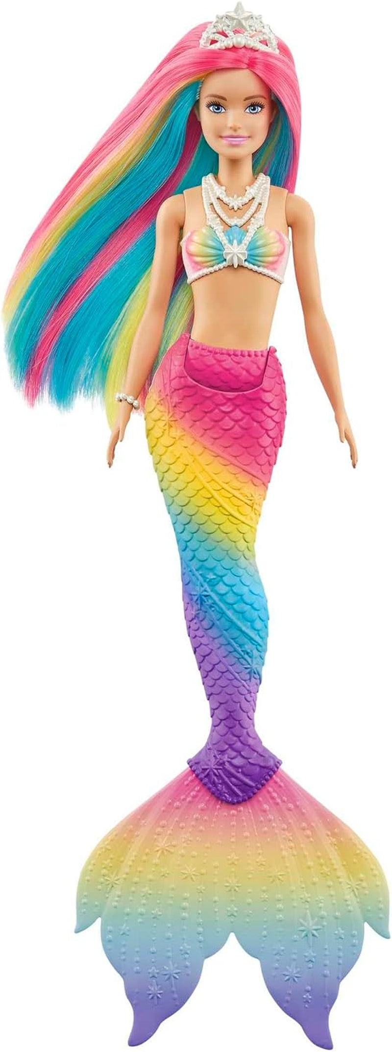 Dreamtopia Mermaid Doll, Rainbow Hair  Doll with Blue Eyes, Water Activated Colour Changing Doll, Toys for Ages 3 and Up, One Mermaid  Doll, GTF89