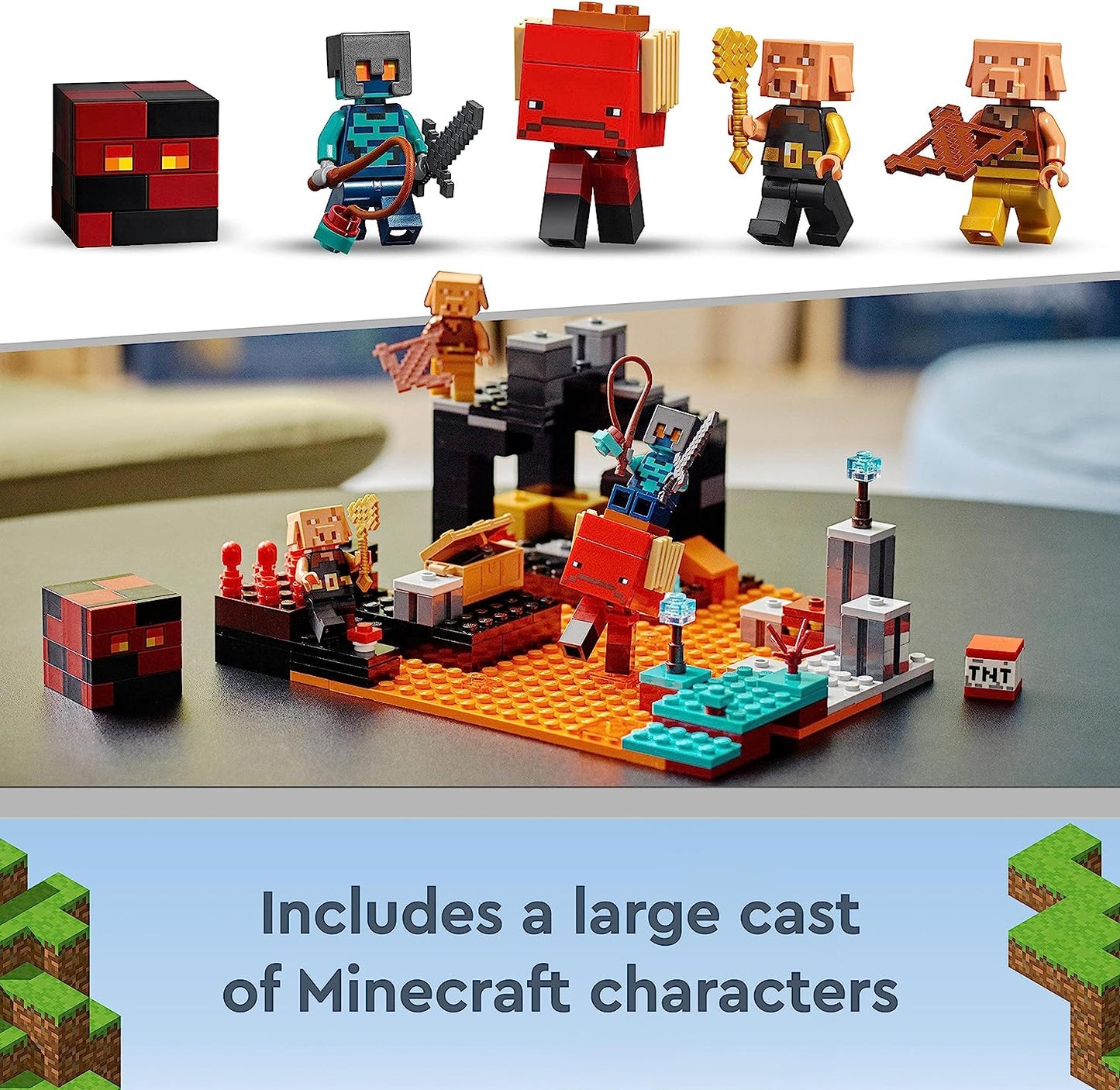 21185 Minecraft the Nether Bastion Set, Battle Action Toy with Mob, Piglin Brute & Strider Figures, for Kids, Boys and Girls Age 8 Plus