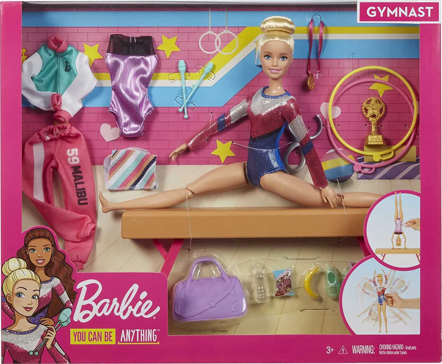 You Can Be Anything Doll, Gymnast Doll Playset with Blonde  Doll, Balance Beam and 15 Gymnastic Doll Accessories, Toys for Ages 3 and Up, One  Doll, GJM72