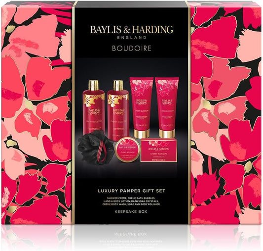 Boudiore Cherry Blossom Luxury Keepsake Bathing Treat Box Gift Set (Pack of 1) - Vegan Friendly