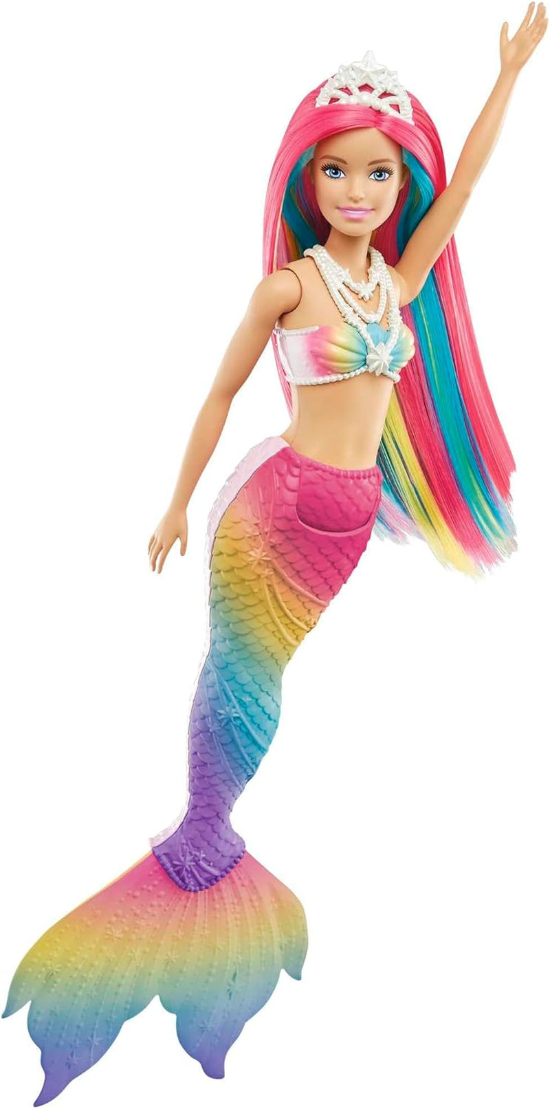 Dreamtopia Mermaid Doll, Rainbow Hair  Doll with Blue Eyes, Water Activated Colour Changing Doll, Toys for Ages 3 and Up, One Mermaid  Doll, GTF89