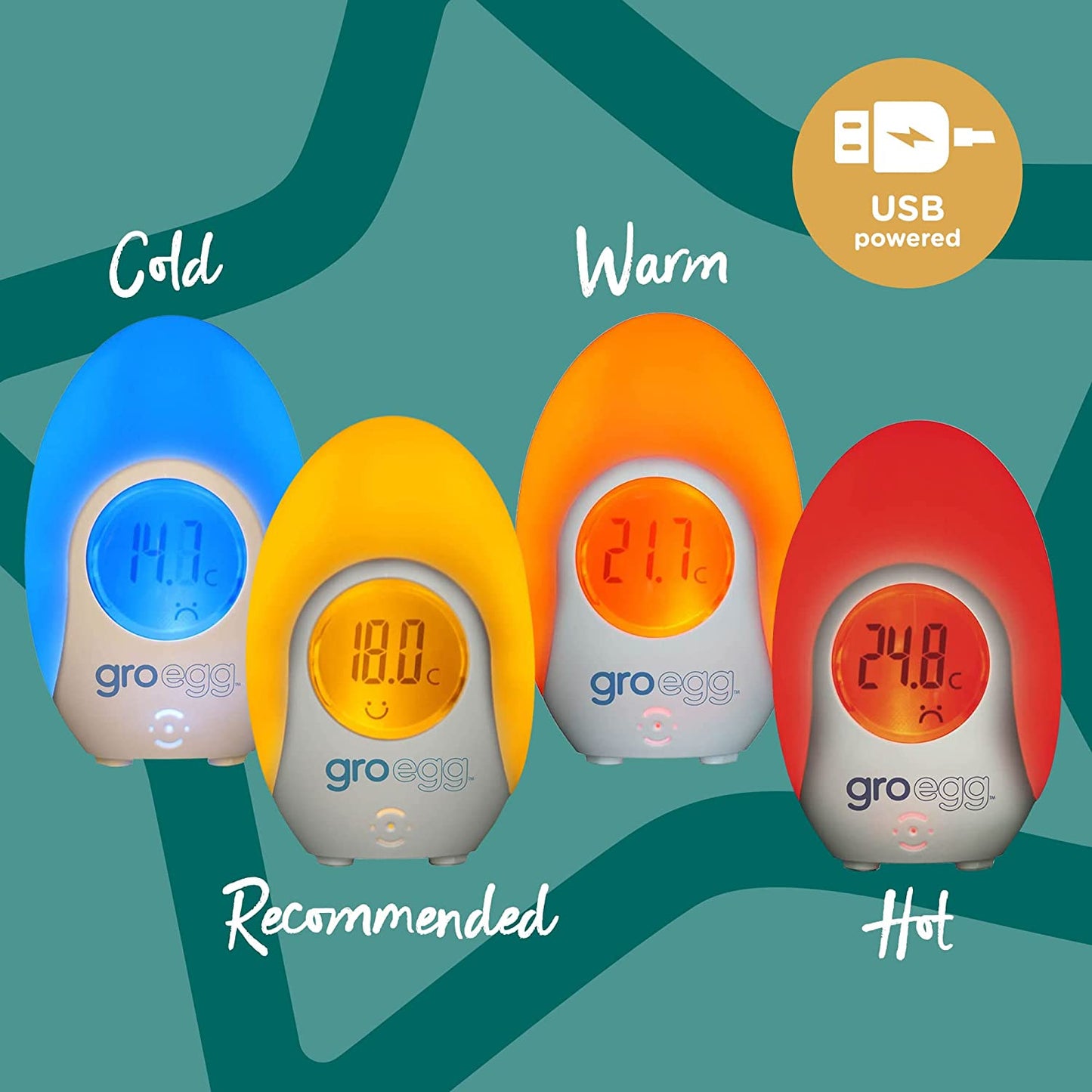 Groegg Digital Colour Changing Room Thermometer and Night Light