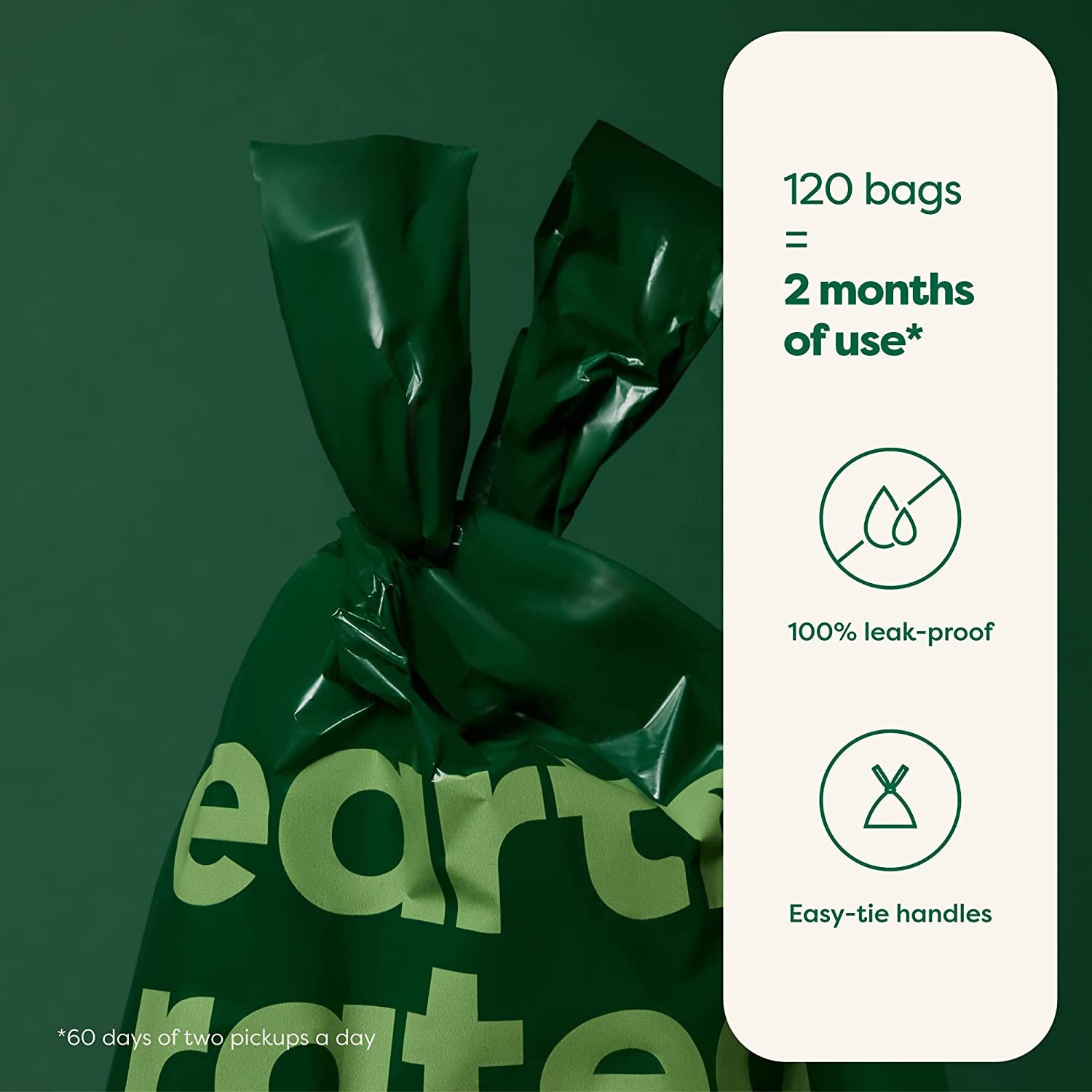 Dog Poo Bags with Handles, New Look, Easy Tie and Guaranteed Leakproof, Lavender Scented, 120 Handle Bags