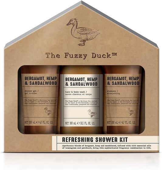 the Fuzzy Duck Bergamot, Hemp & Sandalwood Men'S Luxury Trio Grooming Gift Set (Pack of 1) - Vegan Friendly