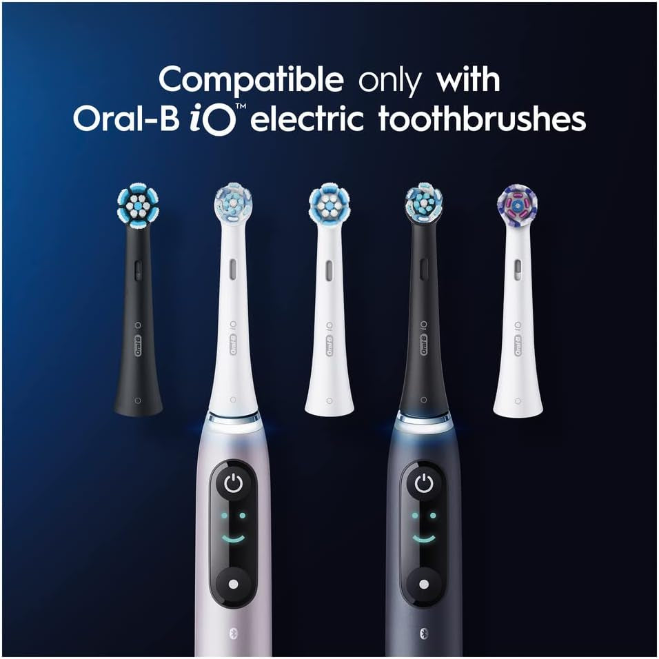 Io Ultimate Clean Electric Toothbrush Head, Twisted & Angled Bristles for Deeper Plaque Removal, Pack of 2 Toothbrush Heads, Black