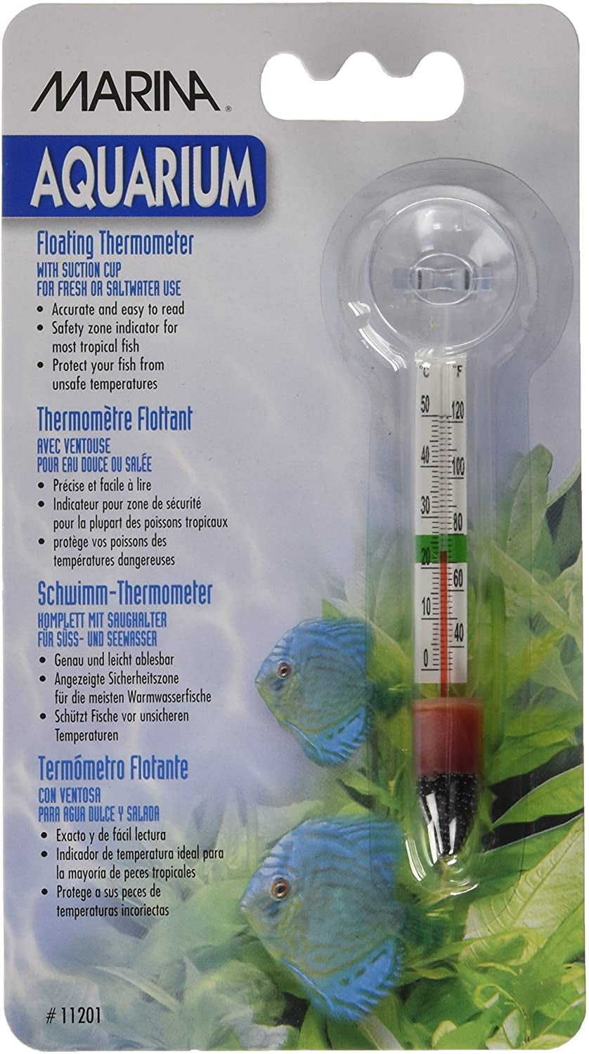 Aquarium Floating Glass Thermometer with Sucker, Transparent