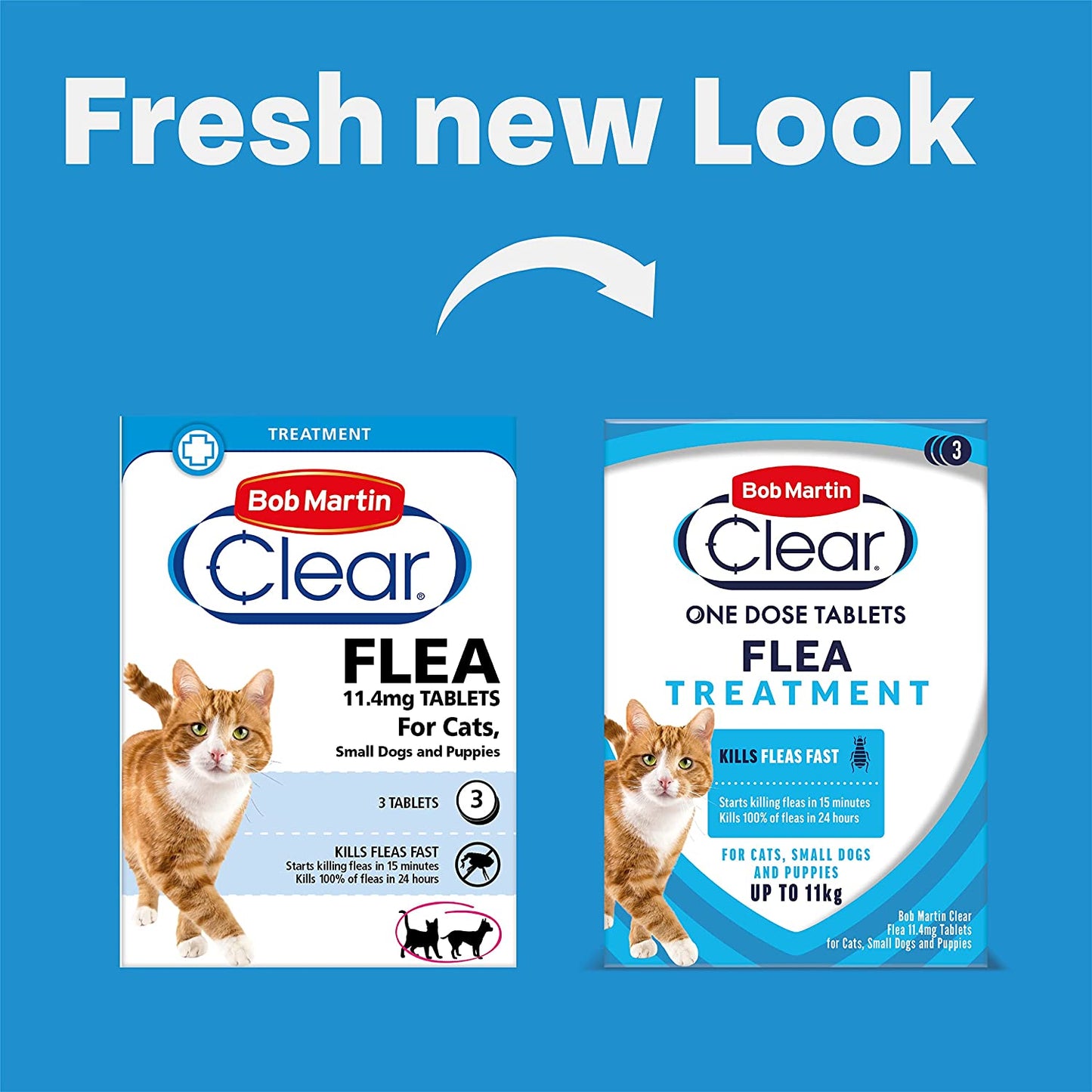 Clear | Cat Flea Tablets, Also Suitable for Small Dogs and Puppies (1-11 Kg) | Effective Treatment, Kills 100% of Fleas within 24 Hours (3 Tablets)