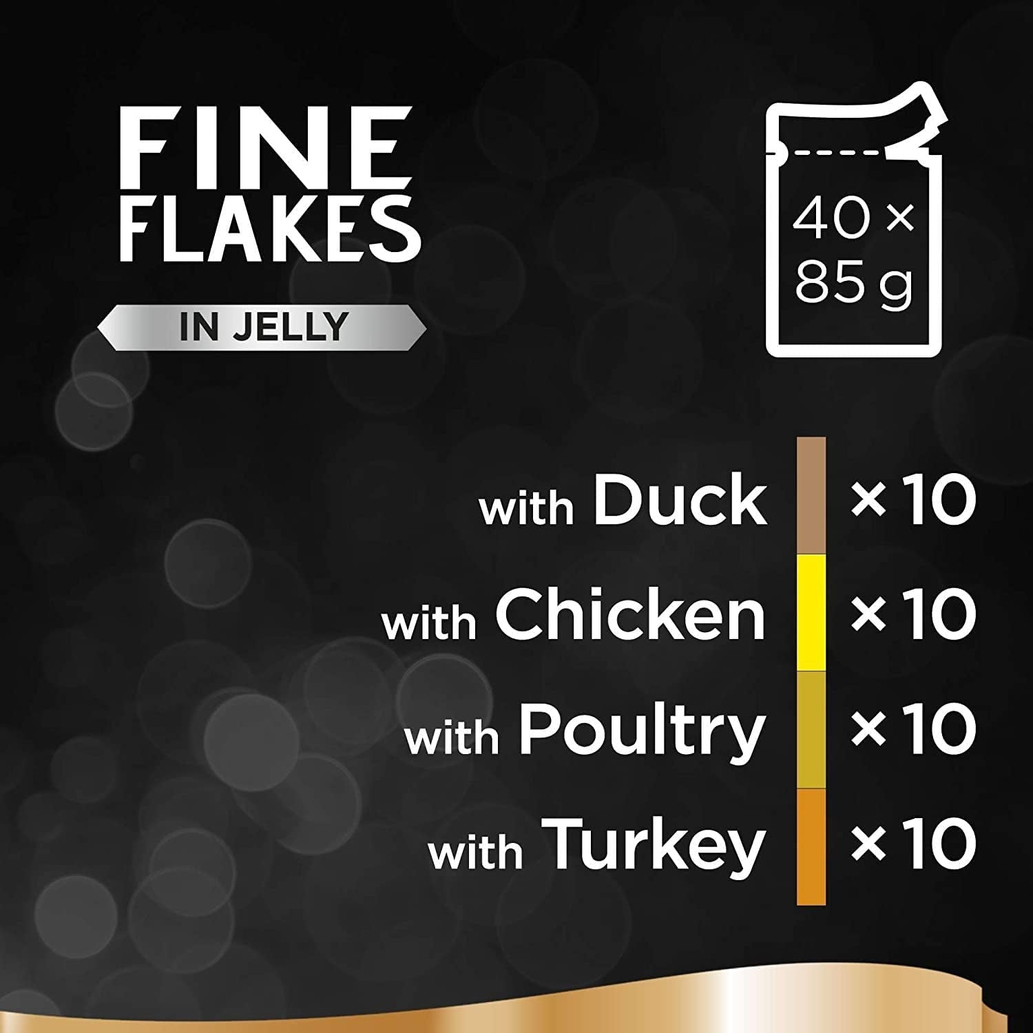 Fine Flakes Poultry Collection in Jelly 40 Pouches, Adult Wet Cat Food, Megapack , 85 G (Pack of 40)